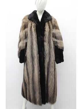 Excellent Raccoon Black Sheared Beaver Fur Coat Jacket Women Woman Size 6-8 S-M